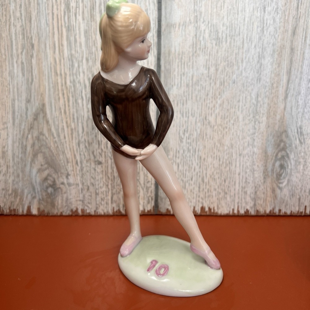 Heartline 10th Birthday Ballerina Gymnast Porcelain Figurine Cake Topper Vintage